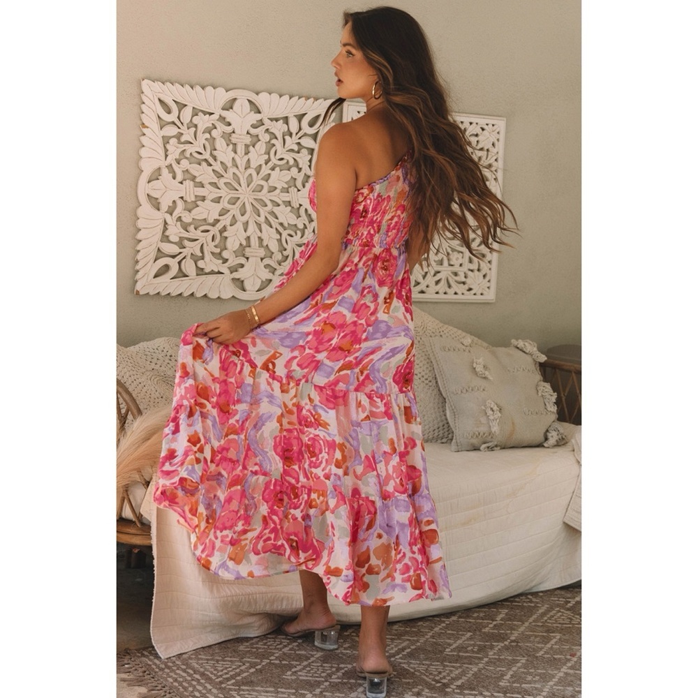 Floral One-Shoulder Maxi Dress - Picture 2 of 3